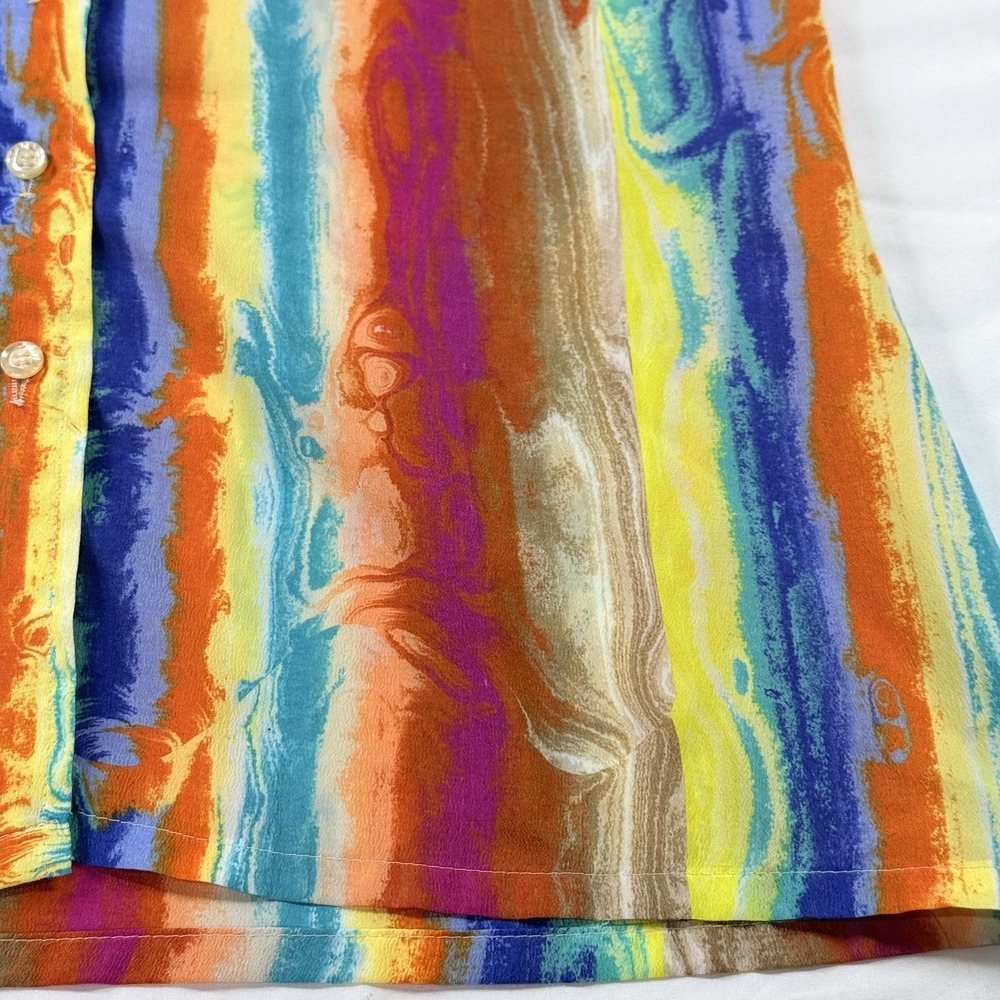 Vintage 70s John Meyer Psychedelic Abstract Art Blouse Womens M Button Up USA - Picture 14 of 15